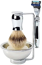 Парфумерія, косметика Набір для гоління - Edwin Jagger Chatsworth Plain 4 Piece Fusion Set Silver Tip Badger