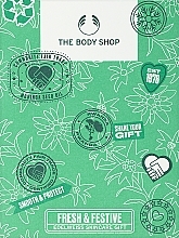 Набор - The Body Shop Fresh & Festive Edelweiss Skincare Gift Christmas Gift Set (gel/100ml + ser/30ml + eye/ser/10ml + acc/1pc) — фото N1