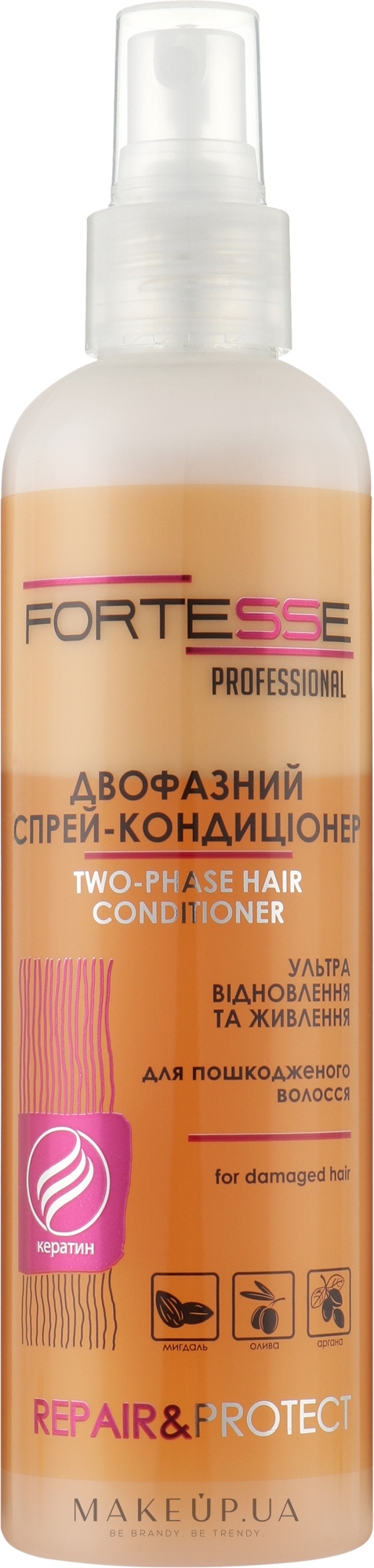 Двухфазный восстанавливающий спрей-кондиционер для сухих и поврежденных волос - Fortesse Professional Repair & Protect Duo-Phase Hair Conditioner — фото 250ml