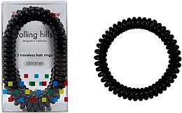 Резинка-браслет для волосся, чорна - Rolling Hills 5 Traceless Hair Rings Slimmer Black — фото N1