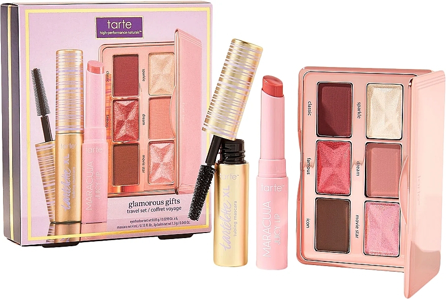 Набор - Tarte Cosmetics Glamorous Gifts Travel Set (eyeshadow/5,1g + mascara/4ml + lip/balm/1,3g) — фото N1