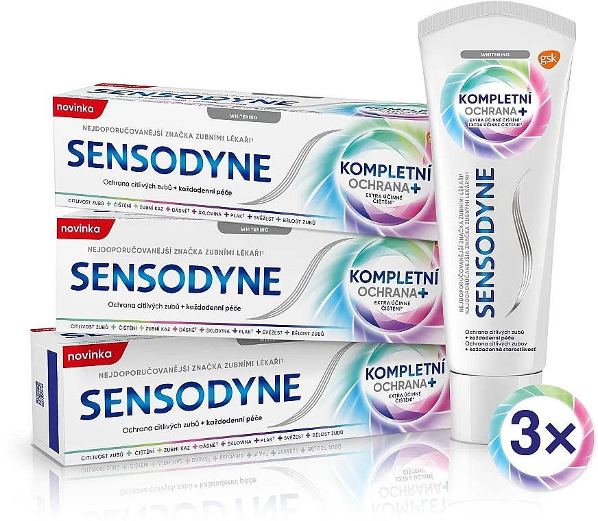 Набор - Sensodyne Complete Protection+ Set (toothpaste/75mlx3) — фото N1
