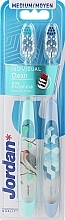 Парфумерія, косметика Зубні щітки, середні, блакитна із пташкою та бузкова з кубиками - Jordan Individual Clean Medium