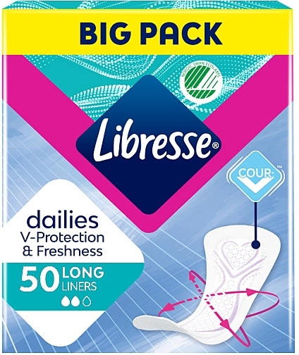 Ежедневные прокладки удлиненные, 50 шт. - Libresse Dailies Protect Long Liners — фото N1