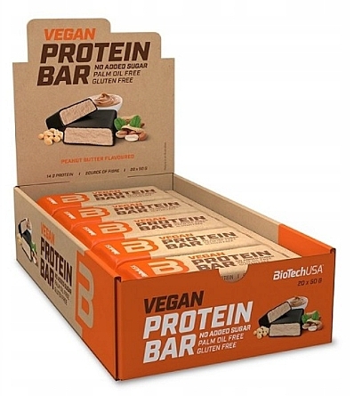 Протеиновый батончик веганский "Арахисовая паста" - BioTechUSA Vegan Protein Bar Peanut Butter — фото N2