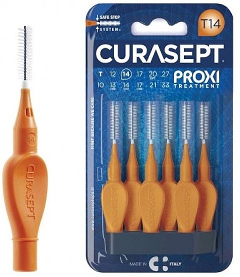 Межзубные ершики 1.4 мм, 6 шт., оранжевые - Curaprox Curasept Proxi Treatment T14 Orange — фото N1