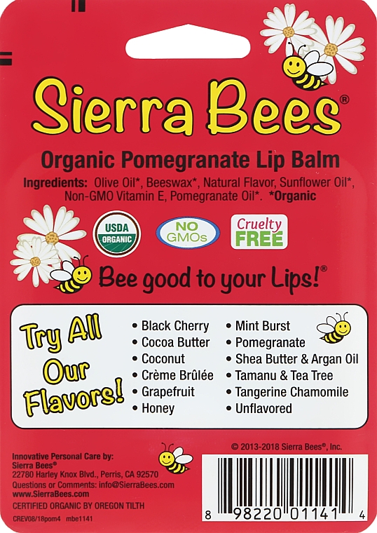 Набір бальзамів для губ "Гранат" - Sierra Bees (lip/balm/4x4,25g) — фото N2
