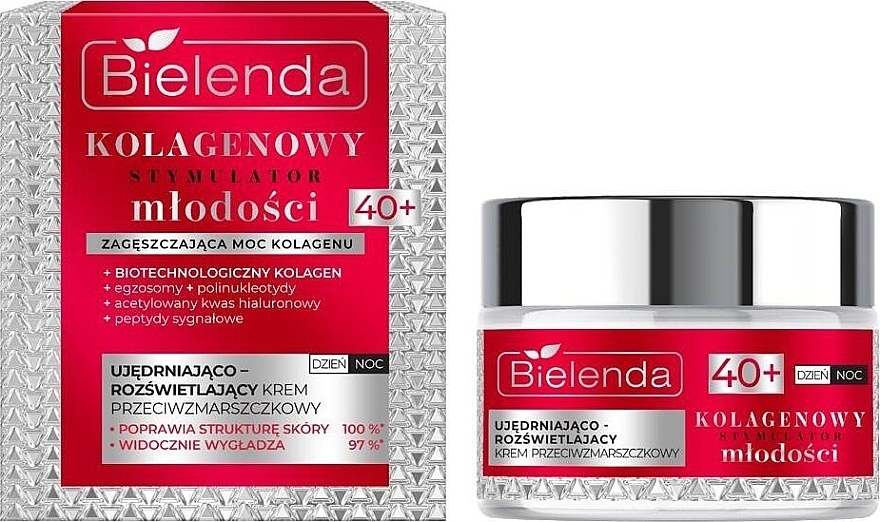 Зміцнювальний та освітлювальний крем проти зморщок - Bielenda Collagen Youth Stimulator Cream 40+ — фото N1