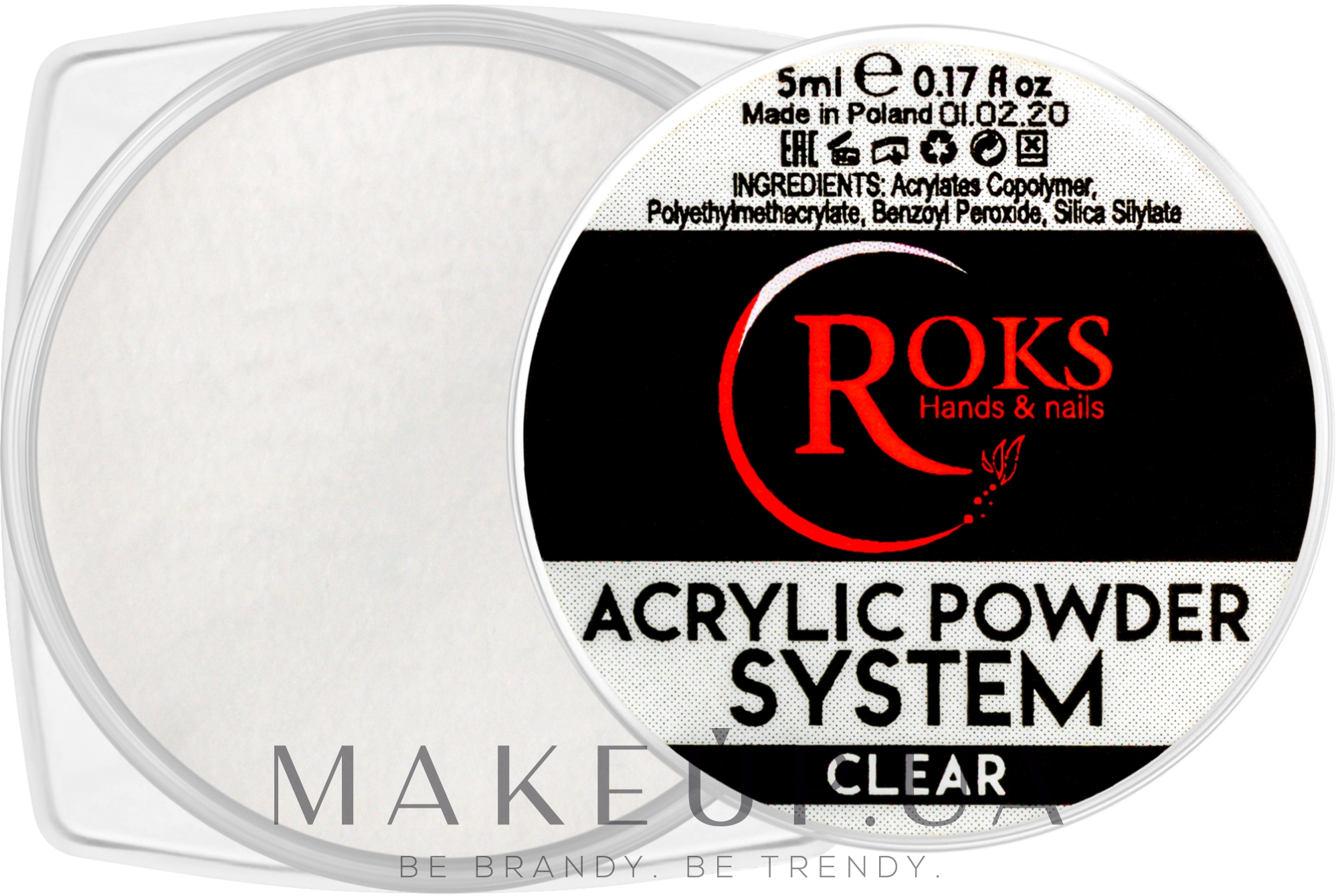 Акрилова пудра для моделювання нігтів - ROKS Nail Sculpting Powder Clear — фото 5g