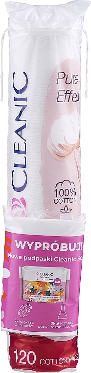 Набор - Cleanic Pure Effect (cotton pads/120pcs + daily pads/1pc) — фото N1