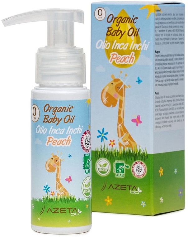 Органічна персикова олія для малюків з інка інчі - Azeta Bio Organic Baby Peach Oil Inca Inchi — фото N1