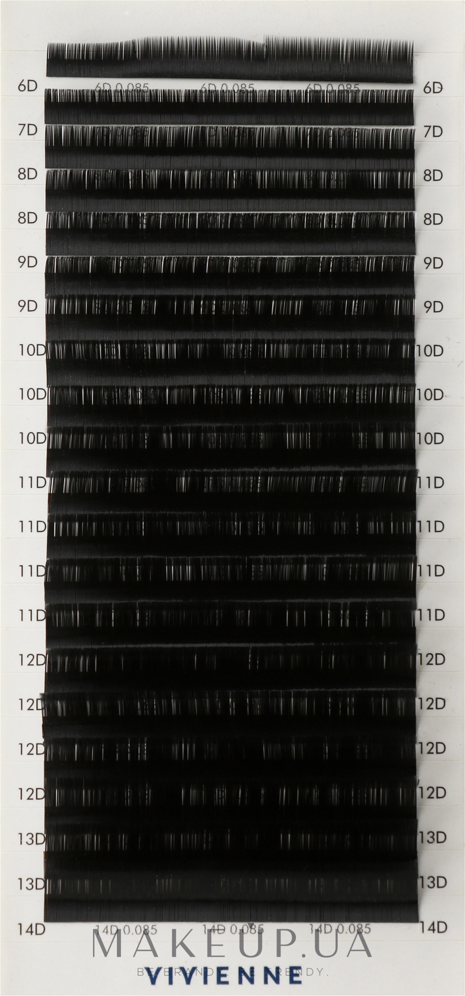 Накладные ресницы "Elite", черные, 20 линий (mix, 0,085, D, (6-14)) - Vivienne — фото 1уп