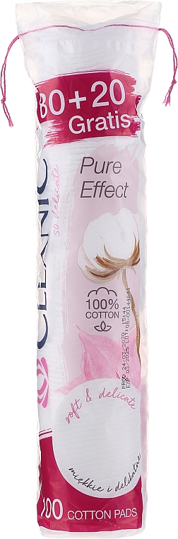 Диски ватные косметические «Pure Effect», 80+20 шт - Cleanic Face Care Cotton Pads