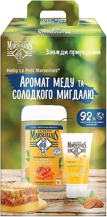 Набор "Аромат меда и солодкого миндаля" - Le Petit Marseillais (sh/gel/250ml + h/cr/75ml) — фото N1