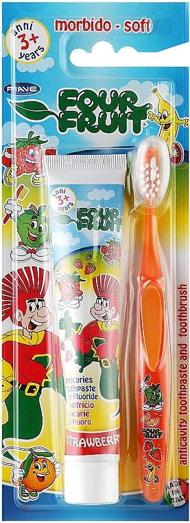 Набір для дітей від 3-х років - Piave Four Fruit (toothpast/50ml + toothbrush/1pc) — фото N1