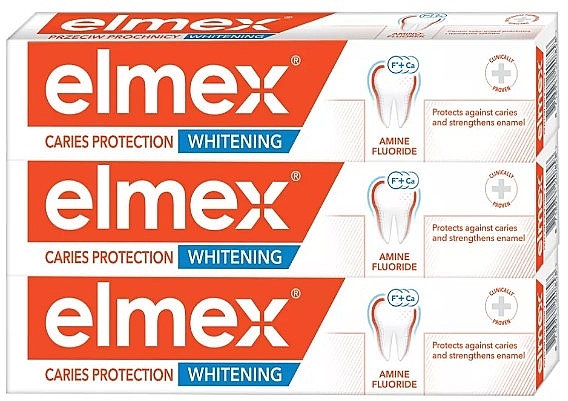 Набор зубных паст - Elmex Caries Protection Whitening (toothpaste/3x75ml) — фото N1