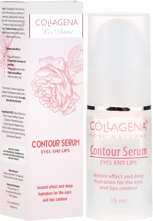 Колагенова сироватка для очей і губ - Collagena Rose Natural Contour Serum — фото N1