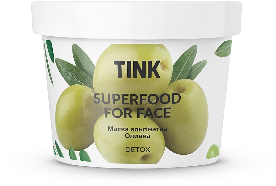 Альгінатна маска з детокс-ефектом "Олива, спіруліна та ламінарія" - Tink SuperFood For Face Alginate Mask — фото N1