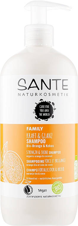 Биошампунь для всей семьи укрепляющий "Апельсин и кокос" - Sante Family Kraft & Glanz Shampoo — фото N3