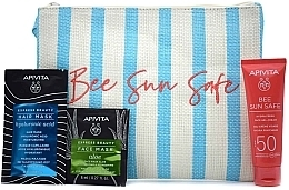 Набор - Apivita Bee Sun Safe Hydra Fresh Face Gel-Cream SPF50 (sun/cr/50ml + f/mask/2x8ml + h/mask/20ml + bag) — фото N2