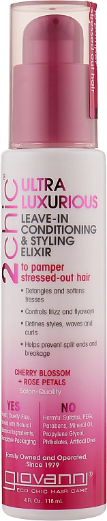 Незмивний кондиціонер-стайлер для волосся - Giovanni 2 Chic Ultra-Luxurious Cherry Blossom Rose Petals — фото N1