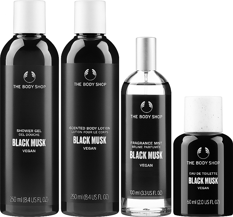 The Body Shop Black Musk Vegan - Набор (edt/60ml + sh/gel/250ml + b/lot/250ml + mist/100ml) — фото N3