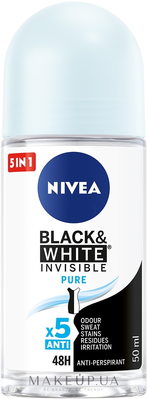 Антиперспірант кульковий "Чорне та біле. Невидимий" - NIVEA Black & White Invisible Pure — фото 50ml