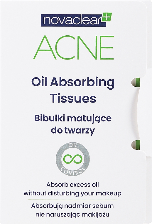 Матирующие салфетки для лица - Novaclear Acne Oil Absorbing Tissues