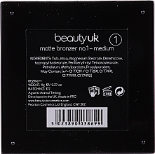 Бронзер для обличчя - Beauty Uk Matte Bronzer — фото N3