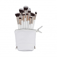 Парфумерія, косметика Набір з 10 пензлів для макіяжу + сумка, білий - ILU Basic Mu White Makeup Brush Set