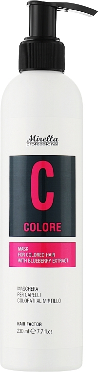 Маска для фарбованого волосся з екстрактом чорниці - Mirella Hair Factor Colore Mask For Dyed Hair With Blueberry Extract