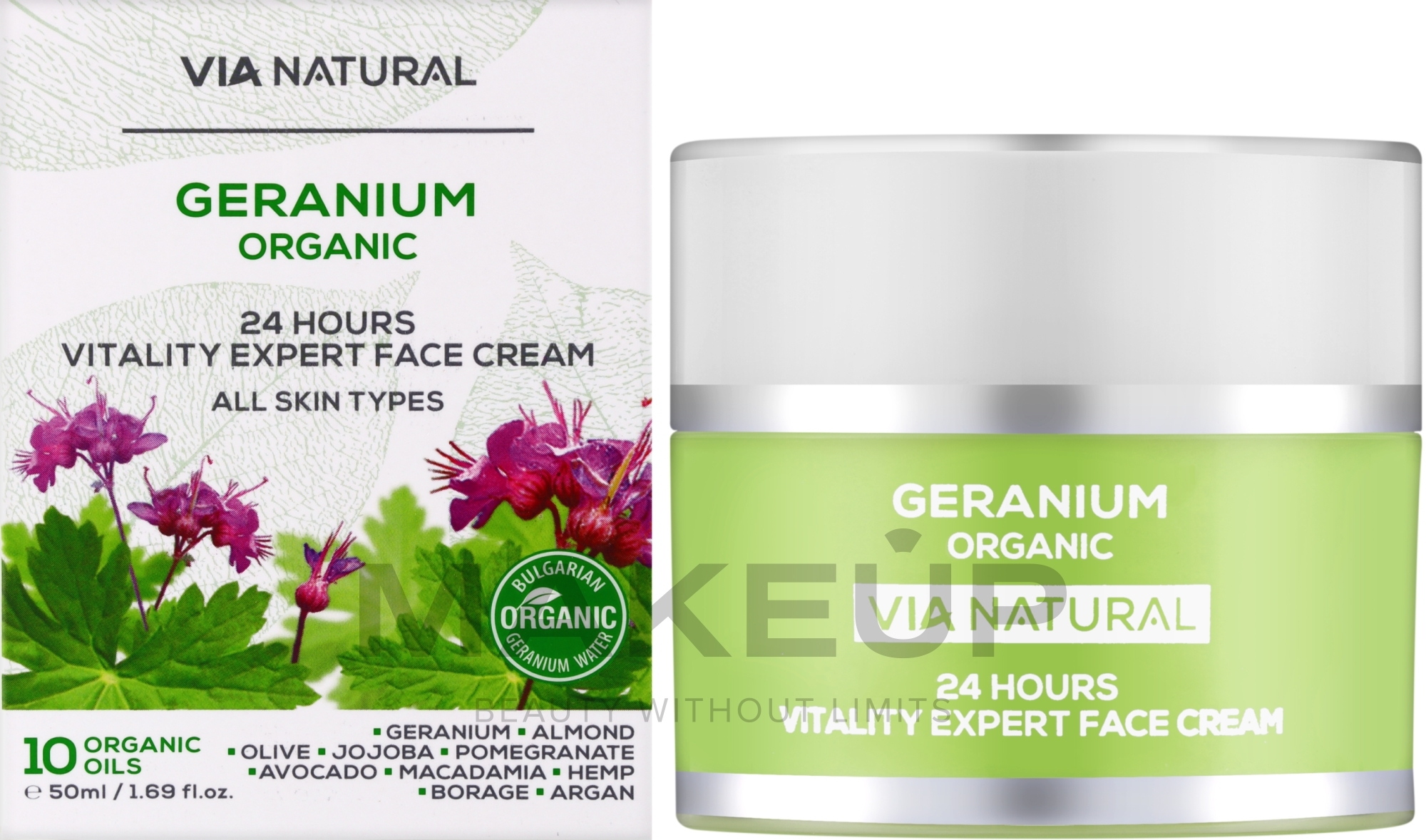 Экспертный крем для лица для жизненной энергии 24ч "Герань Органик" - BioFresh Via Natural Geranium Organic 24H Vitality Expert Face Cream — фото 50ml