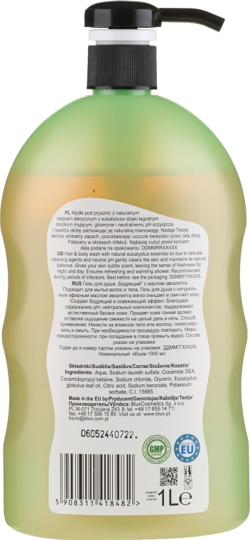 Шампунь-гель для душа с маслом эвкалипта - Bluxcosmetics Naturaphy Eucalyptus Oil Hair & Body Wash — фото N2