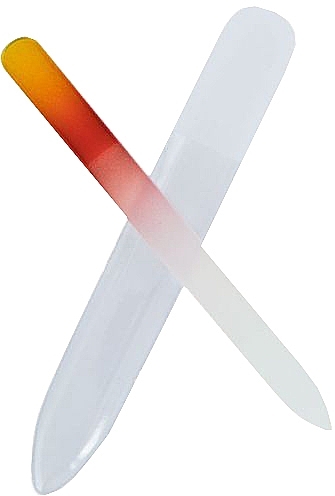 Стеклянная пилочка для ногтей, оранжево-красная - Tools For Beauty Glass Nail File With Rainbow Print — фото N1