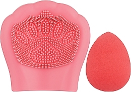 Набір спонжів 2 в 1 "Котяча лапка + міні спонж", рожевий + кораловий - Puffic Fashion PF-231 — фото N1