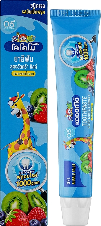 Детская гелевая зубная паста со вкусом мультифрукта - Lion Kodomo Toothpaste Gel Bubble Fruit — фото N2