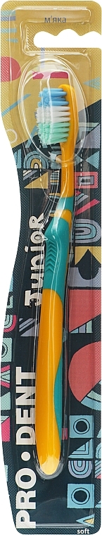 Зубна щітка "Junior", м'яка, жовто-бірюзова - Pro Dent — фото N1