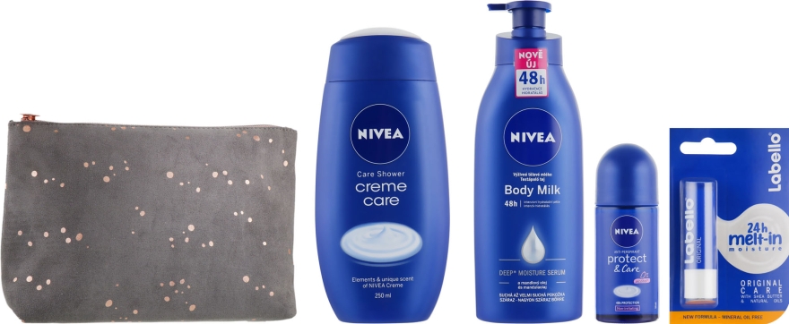 Набір - NIVEA Creme Care (sh/gel/250ml + b/milk/250ml+deo/50ml+lip/balm/4.8g) — фото N2