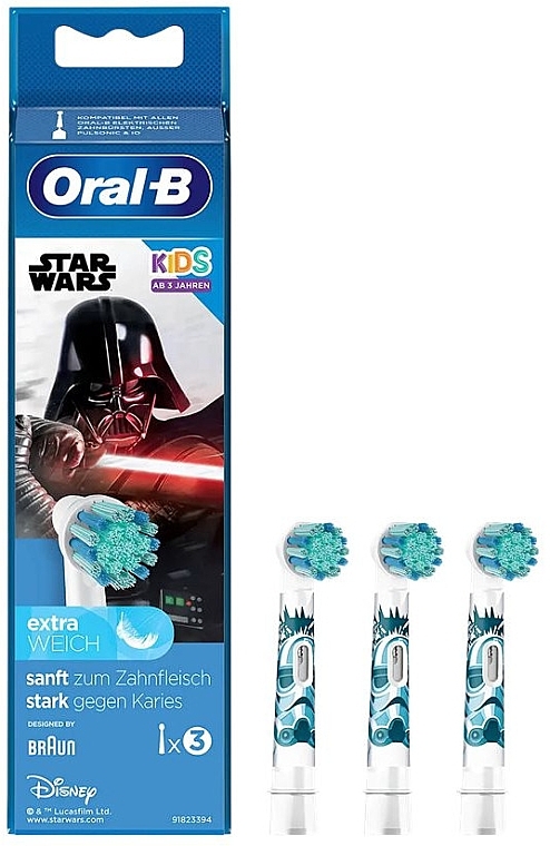 Змінні насадки для електричних зубних щіток, 3 шт. - Oral-B Kids Star Wars Extra Soft — фото N1
