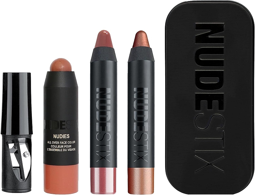 Набор - Nudestix Mini Sunset Nudes Kit (blush/1.8g + l/balm/2.5g + e/pen/2.5g) — фото N1