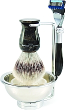 Духи, Парфюмерия, косметика Набор для бритья - Edwin Jagger Imitation Black Marble 4 Piece Fusion ProGlide Synthetic Silver Tip Fibre