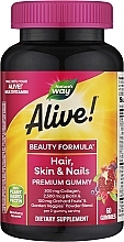 Добавка з колагеном та біотином для волосся, шкіри та нігтів - Nature's Way Alive! Hair, Skin & Nails Strawberry Gummies — фото N1