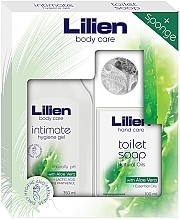Парфумерія, косметика Набір - Lilien Body Care Aloe Vera (intimate/gel/350ml+soap/300ml+sponge/1pcs)