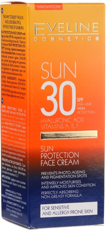 Солнцезащитный крем для лица - Eveline Cosmetics Sun Protection Face Cream SPF 30 — фото N1
