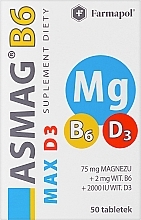 Духи, Парфюмерия, косметика Пищевая добавка "Asmag B6 Max D3", таблетки - Farmapol