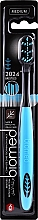 Зубная щетка, средней жесткости, черно-голубая - Biomed 2024 Black Medium Toothbrush — фото N1