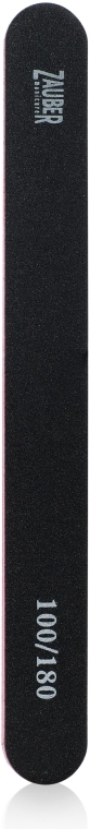Пилка для нігтів вузька чорна з червоною прошарком, 100/180 - Zauber — фото N1