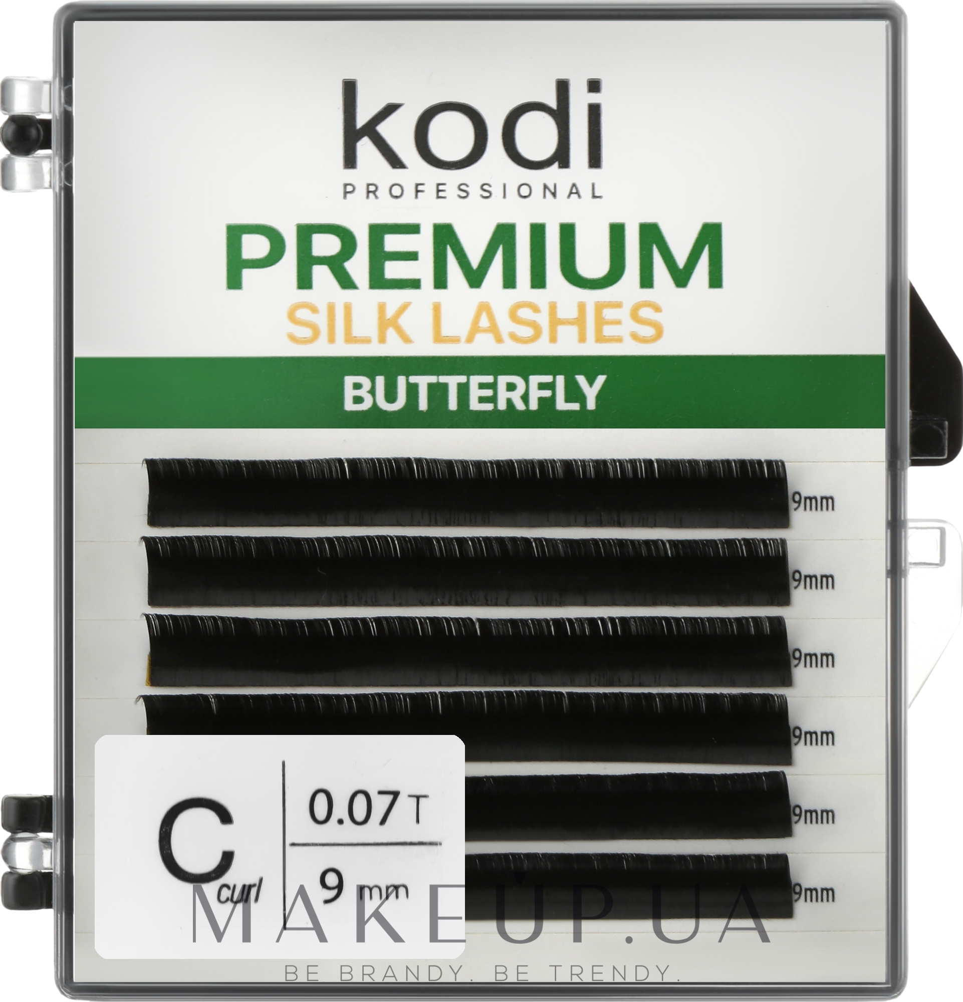 Накладные ресницы Butterfly Green C 0.07 (6 рядов: 9 мм) - Kodi Professional — фото 1уп
