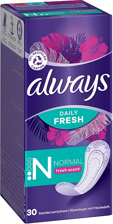 Ежедневные прокладки "Свежий аромат", 30 шт. - Always Daily Fresh Normal — фото N3