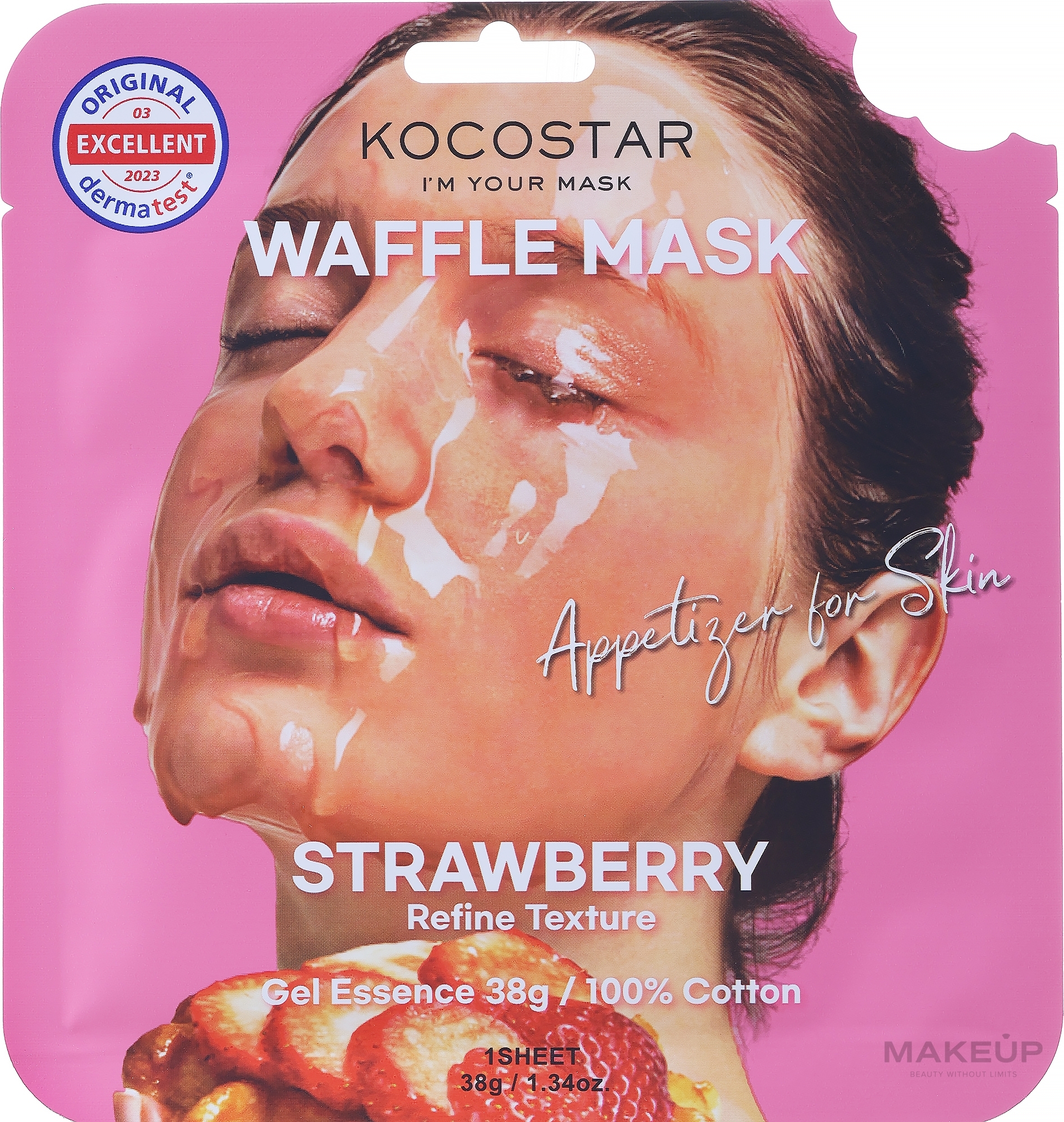 Тонізувальна вафельна маска "Полуничний фреш" - Kocostar Strawberry Waffle Mask — фото 38g